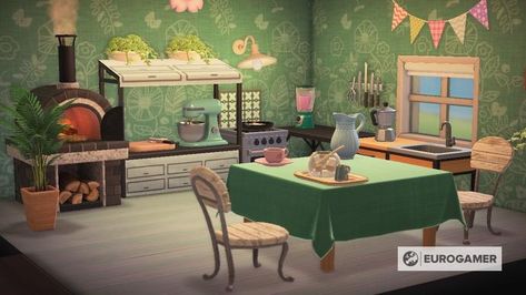 Animal Crossing kitchen furniture: How to design a kitchen and get the ironwood kitchenette in New Horizons • Eurogamer.net Animal Crossing Kitchen, Acnh Kitchen, Acnh House, Unique Kitchen Design, Kitchen Top, Brown Furniture, Cozy Kitchen, Pink Kitchen, Kitchen Furniture Design