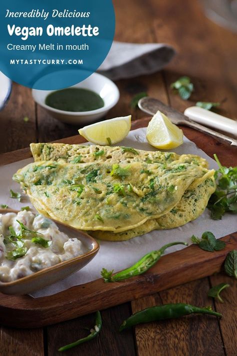 An egg free omelette recipe power packed with nutrition. This eggless omelette recipe is without nutritional yeast, easy, vegan breakfast ready in 10 minutes. #Vegan #Omelette  via @rekhakakkar Egg Omelette Recipe, Paneer Curry Recipes, Vegan Omelette, Omelette Recipe Easy, Kabab Recipe, Vegan Indian Recipes, Light Appetizers, Omelette Recipe, Applied Nutrition