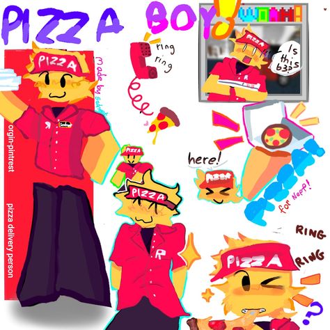 Work At A Pizza Place Roblox Fanart, Elliot Work At A Pizza Place, Work At A Pizza Place Fanart, Roblox Pizza, Work At A Pizza Place, Roblox Drawing, Roblox Story, Pizza Boy, Pizza Guy