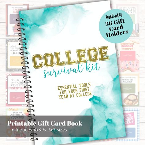 Printable College Gift Card Book, College Survival Kit, First Year College Gift Card Photo Album Gift for Graduation Gift Card Book New Grad by Socialholic on Etsy Gift Card Book, College Survival Kit, Photo Album Gift, Printable Gifts, College Survival, Gift For Graduation, Printable Gift Cards, High School Graduation Gifts, College Care Package