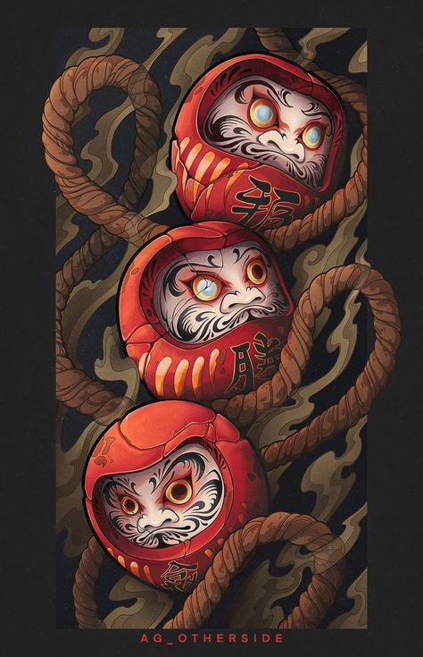 Tattoo Japonais, Daruma Doll Tattoo, Samurai Tattoo Sleeve, Illustration Poster Design, Tattoos Infinity, Doll Tattoo, Daruma Doll, Japan Tattoo Design, Japanese Drawings