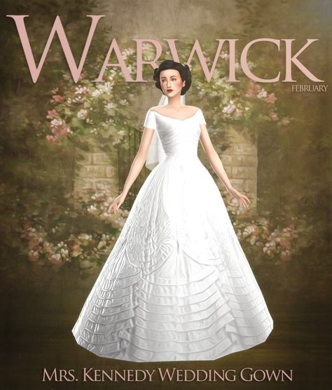 WARWICK - Mrs. Kennedy Wedding Gown by warwicks - The Sims 4 Download - SimsFinds.com Sims 4 Royal Wedding Dress, Sims 4 Cc Vintage Wedding Dress, Sims 4 Black Wedding Dress, Sims 4 Wedding Cc Patreon, Ts4 Wedding Cc, Sims 4 Cc Royal Clothes, Ann Lowe, Checkered Clothes, Sims 4 Wedding Dress