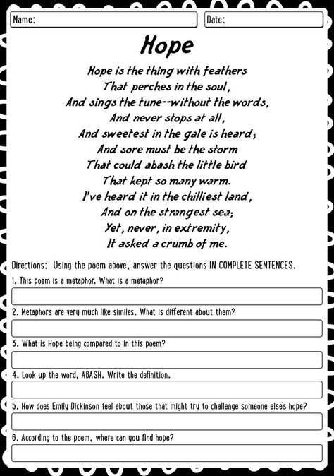 Explore our collection of poetry reading worksheets designed to help students analyze and understand different forms of poetry. Enhance your poetry curriculum with these engaging and educational resources. Elevate your students' comprehension of poetry with our comprehensive worksheets. #PoetryReading #LiteraryLearning #ReadingComprehension #poetryreadingworksheets Elements Of Poetry Activities, Poetry Comprehension Worksheets, Poetry Questions, Poetry Analysis Worksheet, Poem Worksheet, Analyzing Poetry, Poetry Comprehension, English Poems For Kids, Poetry Worksheets