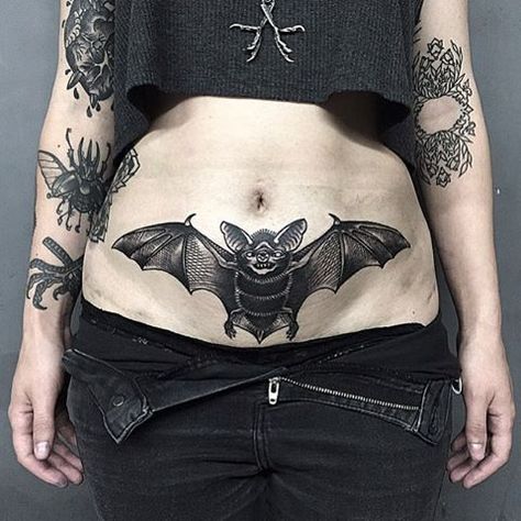 Tattoo Bat, Pelvic Tattoo, Batman Tattoos, Skeleton Key Tattoo, Pelvic Tattoos, Bat Tattoos, Coffin Tattoo, Tiny Designs, Lower Stomach Tattoos