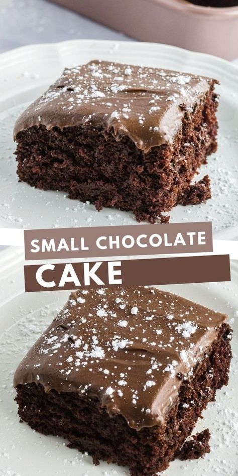 9x9 Chocolate Cake Recipe, 9x9 Dessert Recipes, 8x8 Chocolate Cake Recipe, 9 Inch Chocolate Cake, Chocolate Cake With Frosting, Small Chocolate Cake, Cake With Frosting, Chocolate Snack Cake, Batch Baking