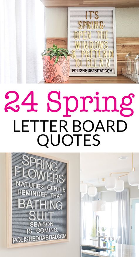 24 Spring Letter Board Ideas - Whether you're looking for funny quotes or inspirational phrases, this site has something for everyone! Funny Spring Letterboard Quotes, Funny Easter Quotes, Spring Letter Board, Polished Habitat, Letter Board Ideas, Letter Board Quotes, Message Board Quotes, Spring Quotes, Felt Letter Board