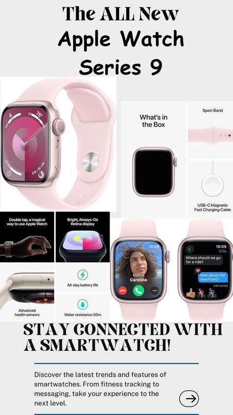 "Experience the future of wearables with the Apple Watch Series 9. Stay connected, monitor your health, and embrace the latest tech trends. #AppleWatchSeries9 #WearableTech #HealthandFitness #Smartwatch" https://amzn.to/46z9w32 Apple Watch Nike, New Apple Watch, Track Workout, Wearable Tech, Pink Sports, Retina Display, Tech Trends, Latest Tech, Stay Connected