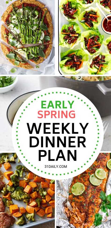 Bringing in spring with delicious, healthy and easy weeknight dinners. Meal Plan // Week 13: Spring Dinners | 31Daily.com #mealplan #springdinners #weeknightdinners #easyrecipes #healthyrecipes #31Daily Dinner Planning Weekly, Healthy Meals, Pork Chop Dinner, Spring Dinner, Health Breakfast, Dinner This Week, Dinner Plan, Easy Weeknight Dinners, Wrap Recipes