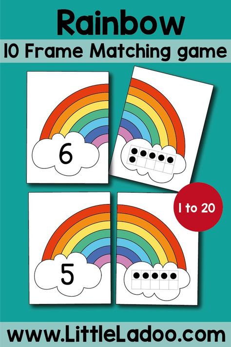 Rainbow number matching game 10 frame counting Number Identification Activities 1-5, Matching Numbers 1-10 Free Printable, Number Matching Printable Free, Preschool Number Matching, Number Identification Activities, Christmas Activities For School, Free Printable Rainbow, Rainbow Numbers, Elementary Printables