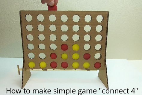 Connect 4, Simple DIY From Cardboard : 4 Steps - Instructables Connect 4 Math Game, Diy Connect 4, Diy Connect Four, Diy From Cardboard, Arcade Games Diy, Connect Four Game, Connect 4 Game, Math Board Games, Board Games Diy