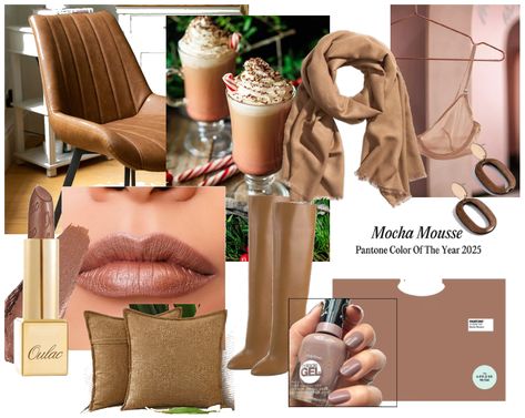 Mocha Mousse Outfit Idea, Mocha Mousse Pantone 2025, 2025 Outfit, Starbucks Peppermint Mocha, Style 2025, Mocha Mousse, Glitter Lipstick, Cosy Outfit, Pantone Color Of The Year