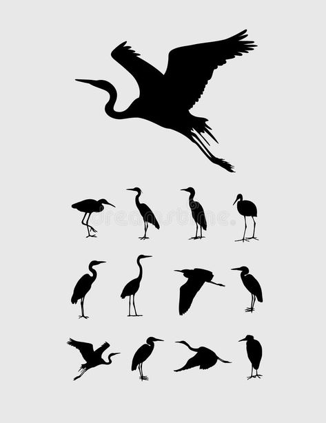 Silhouettes Art, Bird Silhouette Art, Bird Silhouettes, Stork Bird, Sea Drawing, Heron Art, Pacific Northwest Art, Silhouette Tattoos, Bear Silhouette