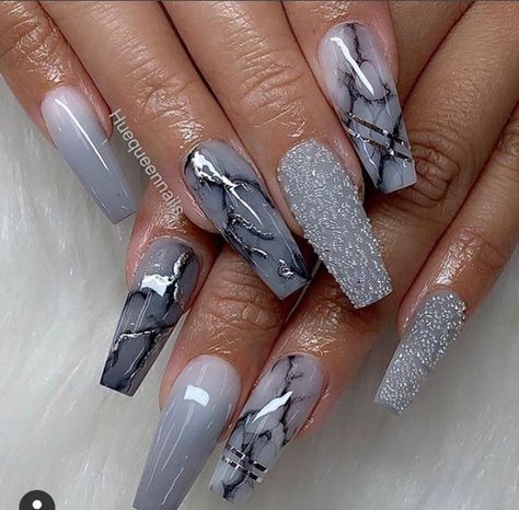 November Nail Designs, Grey Nail Designs, Nails Autumn, Water Nails, Marble Nail Designs, May Nails, Marble Nail, November Nails, Long Nail Designs