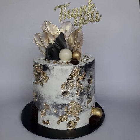 Birthday Cakes Trendy, Thank You Cake Ideas, Marble Cakes, Trendy Cakes, Thank You Cake, Congratulations Cake, Black And Gold Cake, Cake Design For Men, 50th Cake