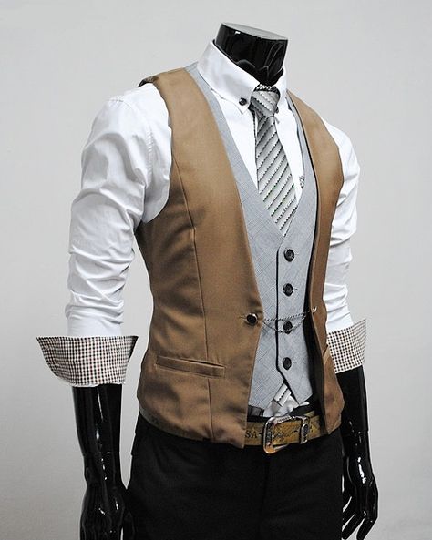 Slim Vest, Layered Style, Waist Coat, Steampunk Wedding, Steampunk Clothing, Layer Style, Moda Vintage, Steampunk Fashion, Outfits Casual