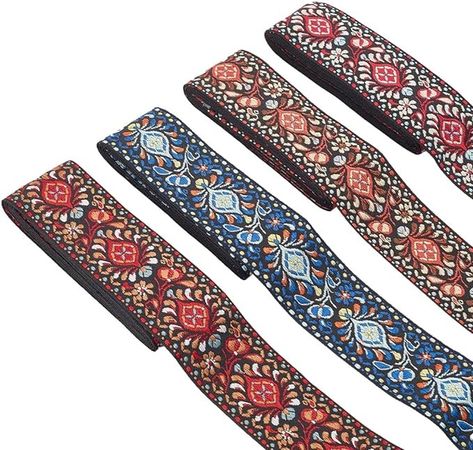 Amazon.com: PH PandaHall 8 Yard 2 Inch Vintage Jacquard Ribbon, Emobridered Woven Ribbon Boho Jacquard Trim Floral Fabric Trim for DIY Clothing Accessories Handmade Bag Embellishment Decorations Gift Wrapping Party, Embroidered Pillows, Ribbon For Gift Wrapping, Ribbon For Gift, Sewing Supplies Storage, Sewing Storage, Jacquard Ribbon, Woven Ribbon, Wrapping Party