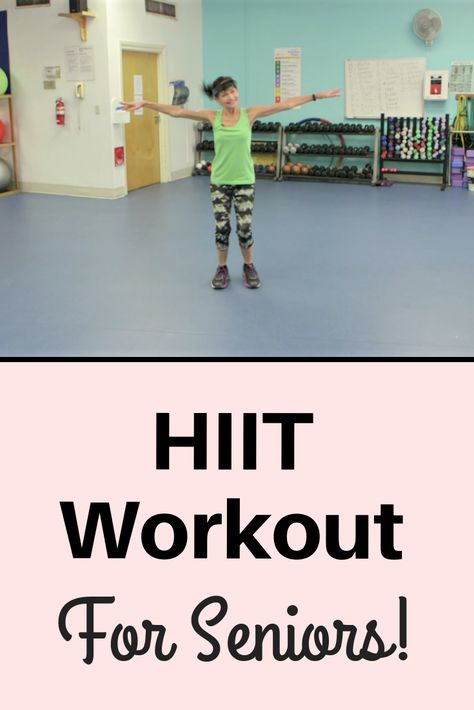 This HIIT workout was designed specifically for seniors with no burpees, jumping or other straining moves Fitness With Cindy, Hiit Program, Hiit Training, Senior Health, Jump Squats, Senior Fitness, High Intensity Interval Training, Interval Training, Hiit Workout