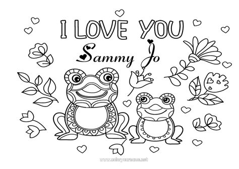 Grandma And Grandpa, Cute Frogs, Frogs, Coloring Page, I Love You, Coloring Pages, Love You, I Love, Flowers