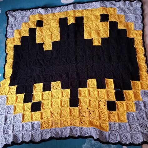 Batman Granny Square Crochet Blanket, Crochet Batman, Pixel Crochet Blanket, Character Blankets, Pixel Crochet, Crochet Granny Square Blanket, Granny Square Blanket, Crochet Afghans, Square Blanket