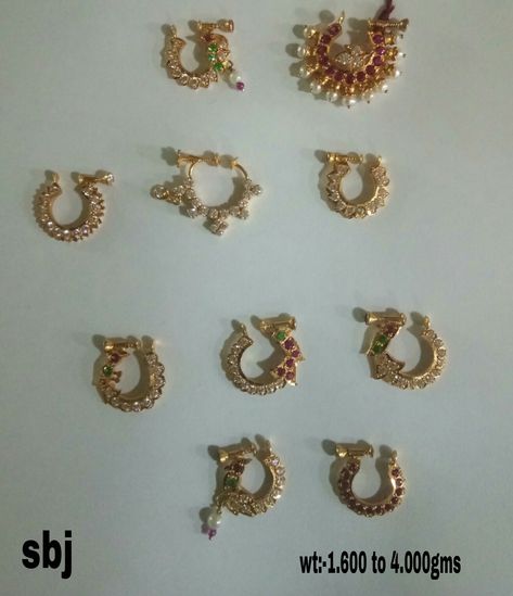 Gold Mukkera Designs, Mukku Pudaka Designs Gold, Nose Pin Designs, Guttapusalu Haram, Nath Designs, Indian Gold Necklace Designs, Indian Gold Necklace, Nose Ring Jewelry, Diamond Nose Stud