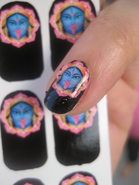 Kali Hindu Goddess, Pink Lotus Flower, Kali Hindu, Hindu Goddess, Pink Lotus, Hair Affair, Nail Decals, Lotus Flower, How To Do Nails