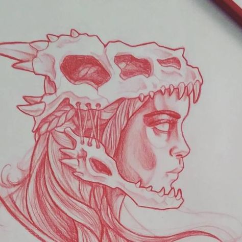 Daenerys Dragons Tattoo, Khaleesi Tattoo, Dragon Woman, Sketch Skull, Skull Dragon, Head Profile, Drawing Pencil, Mother Of Dragons, Design Drawing