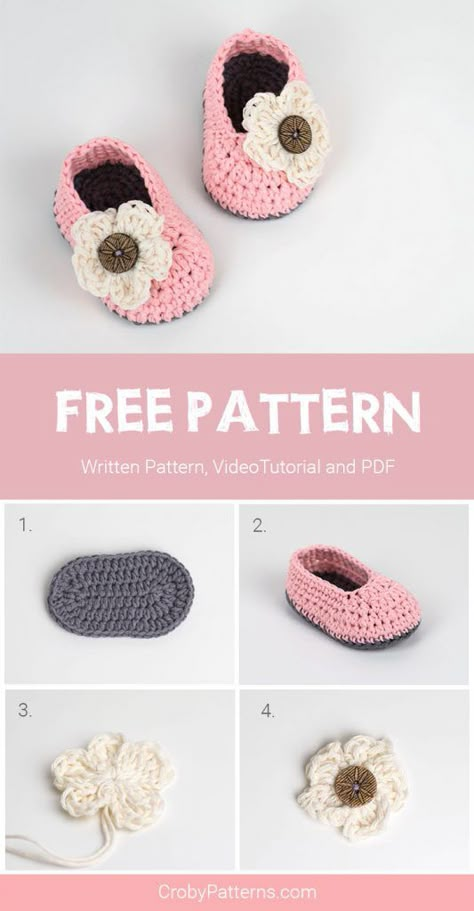 Cute And Easy Crochet baby Booties by Croby Patterns Crochet Footwear, Crochet Baby Shoes Free Pattern, Projek Mengait, Crochet Baby Booties Free Pattern, Baby Booties Free Pattern, Crocheted Slippers, Baby Headbands Crochet, Crochet Baby Booties Pattern, Crochet Baby Shoes Pattern