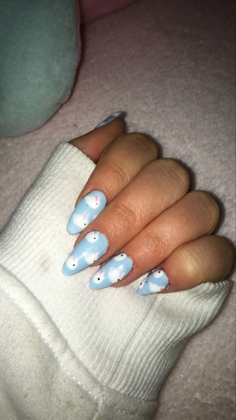 Bunny Nail Art, Bunny Nails, Blue Bunny, Blue Nails, Makeup Ideas, Nail Inspo, Hair Makeup, Nail Designs, Nail Art