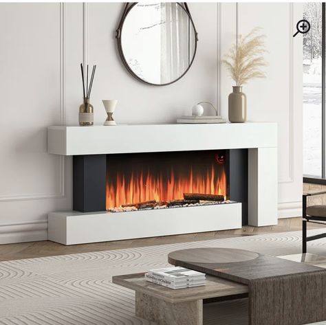 Wayfair Electric Fire Suites, Wall Mounted Electric Fires, Modern Electric Fireplace, Wood Tv Unit, Wall Mounted Fireplace, Mounted Fireplace, Black Fireplace, Electric Fire, Chimney Breast