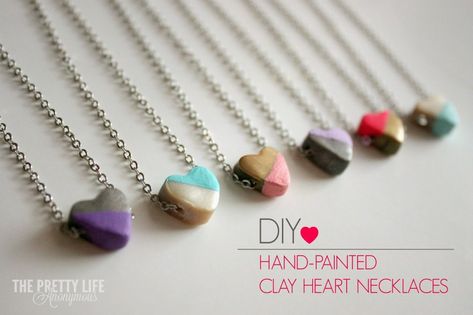 Handmade Valentine Gifts, Pear Shaped Diamond Necklace, Elephant Charm Necklace, Clay Heart, Lucky Charm Necklace, Painted Clay, Pretty Life, Heart Necklaces, Handmade Valentine