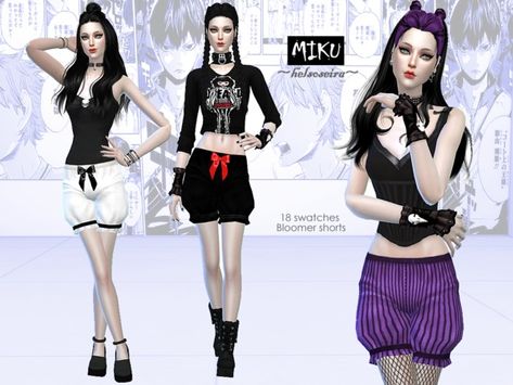 Bloomer Shorts, Gothic Shirts, Bloomers Shorts, Female Shorts, Sims 4 Collections, Zipper Shorts, Long Bodycon Dress, Punk Outfits, Sims 4 Cc