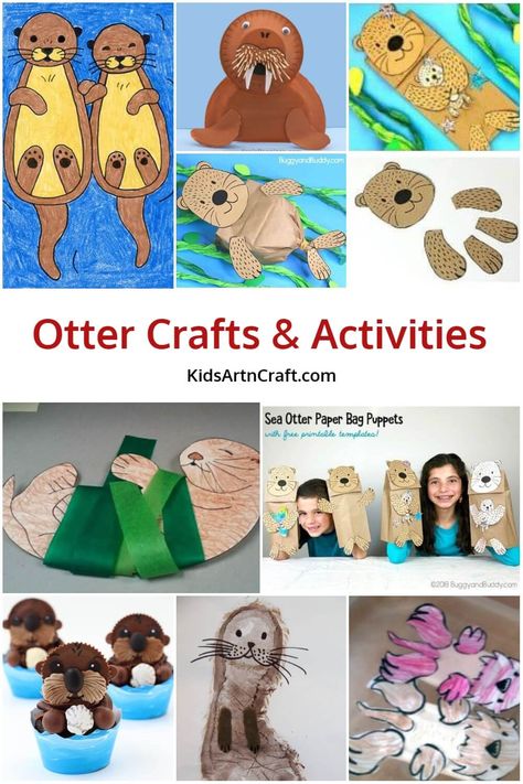 Sea Otter Classroom Door, Otter Habitat Project, Otter Craft Toddler, Sea Otter Habitat Project, Otter Crafts Kids, Sea Otter Craft, Diy Otter, Otter Birthday Party, Otter Party