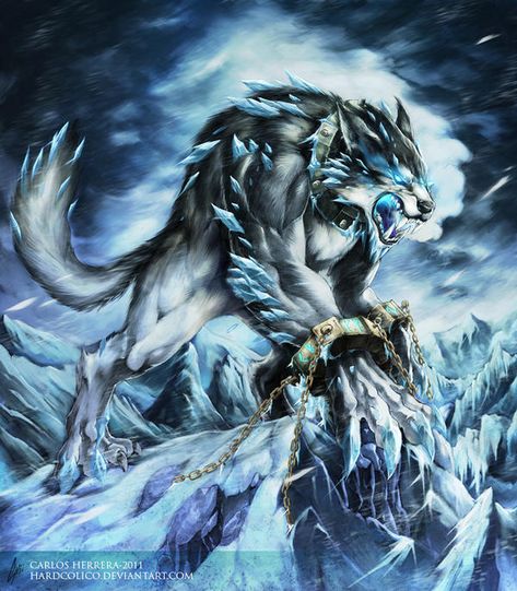 Fenrir by Chaos-Draco on DeviantArt Wolf Artwork, Fantasy Wolf, Wolf Spirit Animal, Werewolf Art, Fantasy Beasts, Anime Wolf, Fantasy Monster, Fantasy Creatures Art, Dragon Artwork