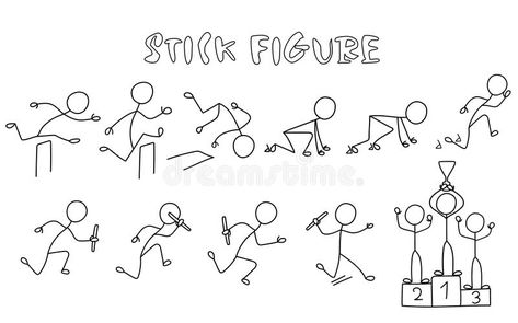 Photo about Set of stick figure athletics. Simple drawing running people pictures.Sport vector illustration. Illustration of element, people, athletics - 112996293 Running Stick Figure Drawing, Someone Running Drawing, Track Drawing Easy, People Running Drawing, Athletic Drawing, Running Doodles, Track Drawing, Stick Figure Running, Stick Figure Tattoo