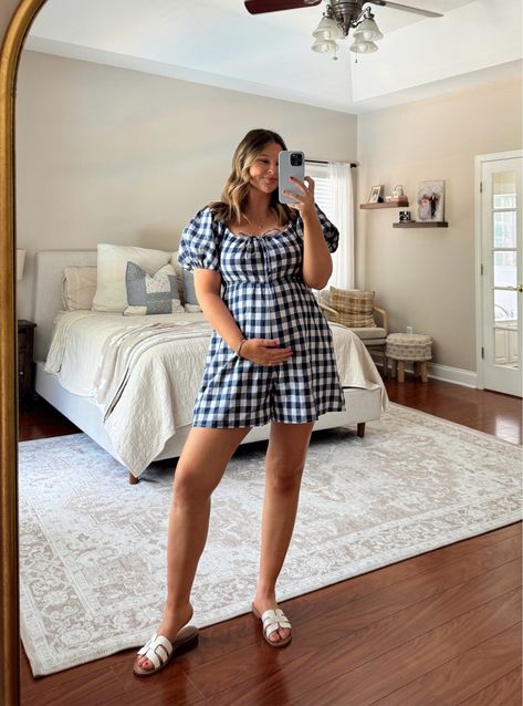 Navy Blue Gingham Cutout Maternity … curated on LTK Dressing The Bump, Pregnancy Fits, Maternity Romper, Gingham Romper, Maternity Street Style, Romper Summer, 4th Of July Outfit, The Bump, 4th Of July Outfits