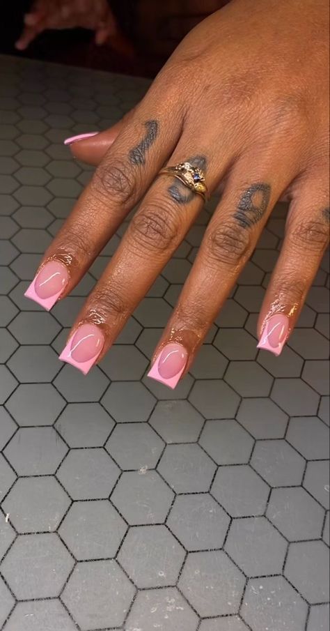 Girly Acrylic Nails, Pink French, French Acrylic Nails, Dope Nail Designs, Short Square Acrylic Nails, Nail Sets, Acrylic Nails Coffin Pink, Long Acrylic, Nails Only