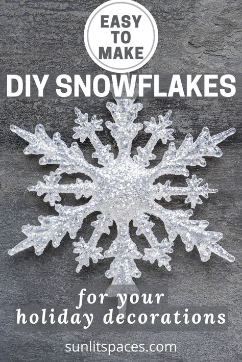 Styrofoam Snowflakes Diy, Pool Noodle Snowflake, Snowflake Outdoor Christmas Decor, Snowflakes Diy Decorations, Snowflake Ornament Diy, Outdoor Snowflakes Diy, Plastic Spoon Snowflake, Diy Outdoor Snowflakes, Snow Decorations Diy