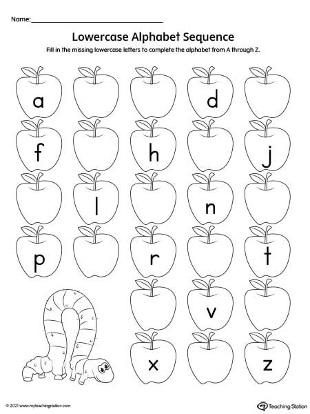 Junior Kindergarten Worksheets, Alphabet Sequence Worksheets, Letter Sequencing Activities, Alphabet Order Worksheets, A-z Worksheet, Sequence Worksheet, Preschool Language Arts, Worksheet Coloring, Kindergarten Alphabet