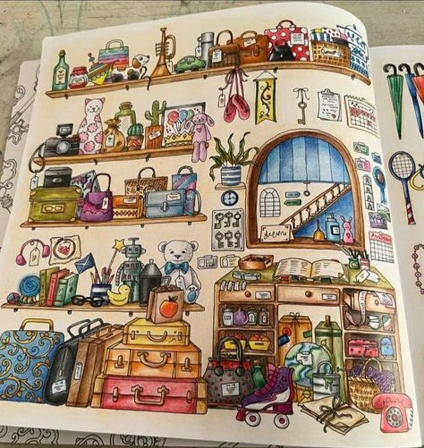 Rooms Of Wonder Johanna Basford Finished, Rooms Of Wonder Finished Pages, Coloring Pallets, Johanna Basford Rooms Of Wonder, Rooms Of Wonder Johanna Basford, Rooms Of Wonder, Johanna Basford Books, Colored Pencil Art Projects, Joanna Basford Coloring