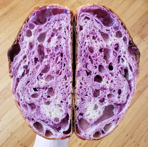 I wanted to see and taste a lot of purple sweet potato in this sourdough bread and I'm quite happy with the swirly chunky outcome. Learn more about this bread and the recipe by @bread_md that inspired it in the Breadtopia forum. Carrot Bread, Purple Carrot, Purple Sweet Potatoes, Butterfly Pea Flower, Sourdough Baking, Sourdough Bread Recipe, Butterfly Pea, Pea Flower, Carrot Juice