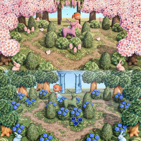 Acnh Outlander, Fairy Island, Pink Island, Animal Crossing Guide, Animal Crossing Wild World, Island Theme, Qr Codes Animal Crossing, Theme Nature, Deco Nature