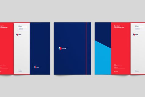 nbox ltd. on Behance Triangle Brand Identity, Red And Blue Branding, Red Logo Design, Red And Blue Logo, Brand Identity Colors, Brand Palette, Tech Branding, Equipment Storage, Vi Design