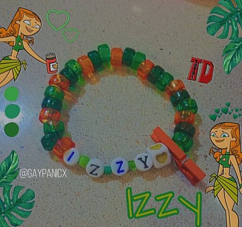 Total Drama Island Bracelet, Total Drama Bracelets, Diy Kandi Bracelets, Diy Kandi, Kandi Ideas, Perler Ideas, Anime Jewelry, Kandi Patterns, Kandi Bracelets