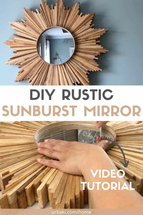 Looking for a creative way to spruce up your living space? A sunburst mirror might just be the perfect addition to your decor. This striking piece of wall art adds a touch of elegance and style to any room, and the best part is, you can make one yourself! In this article, we'll provide you with a video tutorial that walks you through the steps of making your own sunburst mirror. Whether you're a seasoned DIYer or a beginner, you'll find this tutorial easy to follow and the results are sure to... Sun Burst Mirror Diy Wall Decor, Sun Burst Mirror, Sunburst Mirror Wall, Gold Sunburst Mirror, Mirror Video, Starburst Wall Decor, Starburst Mirror, Sunburst Mirror, Diy Mirror