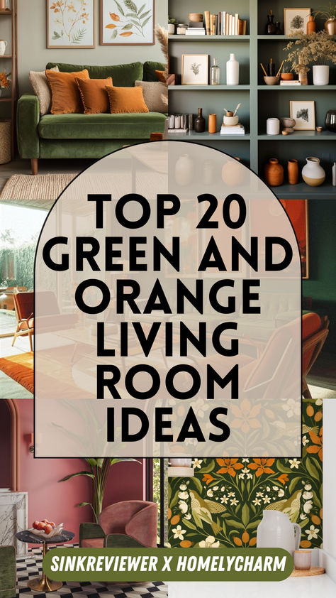 Vibrant and unexpected, green and orange living room ideas bring energy and style to your home. This bold color combination balances earthy tones with striking vibrancy, creating a unique harmony. From muted olive paired with burnt orange to vibrant lime offset by deep terracotta, the possibilities are endless. Layer textures like natural wood, woven fabrics, and metal accents for depth and warmth. These green and orange living room ideas redefine bold design, making them perfect for anyone looking to stand out with daring yet inviting decor. Orange Blue Green Living Room, Sage And Orange Living Room, Olive Green And Orange Living Room, Green And Orange Living Room, Orange Living Room Ideas, Burnt Orange Living Room, Orange Color Scheme, Orange Living Room, Orange Color Schemes