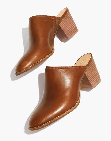 Fall Mules, Brown Mules, Mule Heels, Black Leather Mules, Clog Heels, Madewell Shoes, Women's Mules, Brown Heels, Long Boots