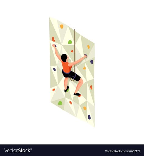 Climbing wall icon vector image Isometric Character, Kids Climbing Wall, Wall Png, Artificial Wall, Kids Climbing, Isometric Illustration, Climbing Wall, 3d Icons, Outdoor Kids