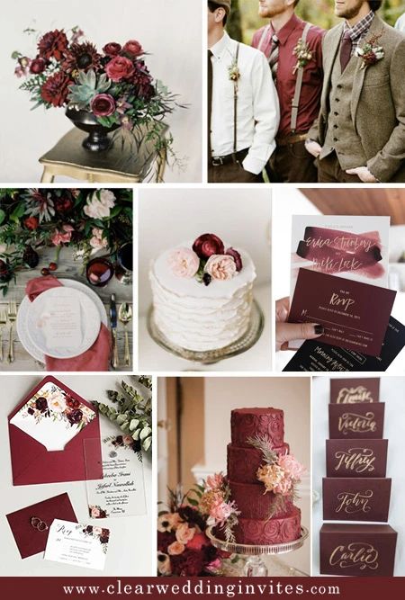 24 Winter Red Wedding Ideas We Actually Like – Clear Wedding Invites Fall Red Wedding, Wedding Ideas Colors, Marsala Wedding Color, Wedding Invitations Red, Deep Red Wedding, Red Weddings, Burgundy And Blush Wedding, Wedding Color Palettes, Red Wedding Invitations