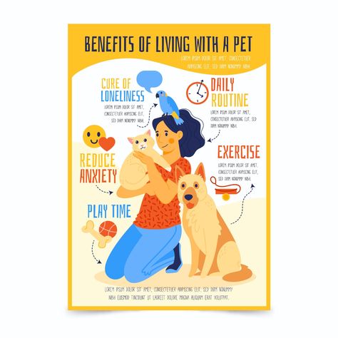 Free Vector | Benefits of living with a pet infographic Pet Infographic, Dog Infographic, Animal Infographic, Poster Animal, Graphic Design Infographic, Infographic Poster, Kids Artwork, Animal Posters, Festival Posters