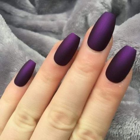 Nails Violet, Matte Purple Nails, Ongles Gel Violet, Purple Nail Art Designs, Violet Nails, Natural Nail Art, Purple Nail Art, Purple Acrylic Nails, January Nails